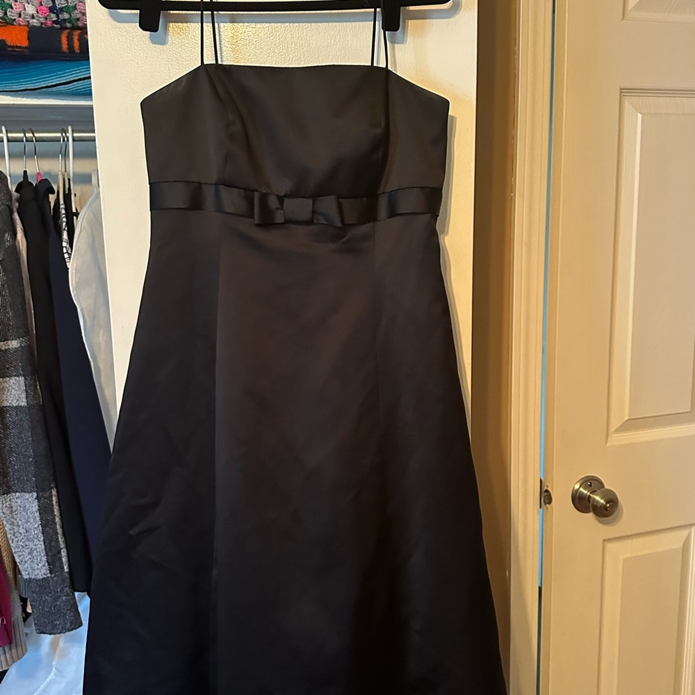 David's Bridal Strapless Black Dress